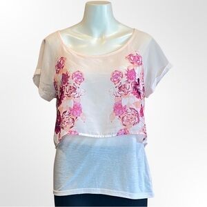 AEO semi sheer layered burn out top